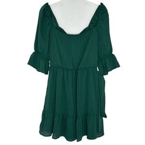 SPEECHLESS Green Half Sleeve Square Neck Mini Party Baby Doll Dress Sz M New